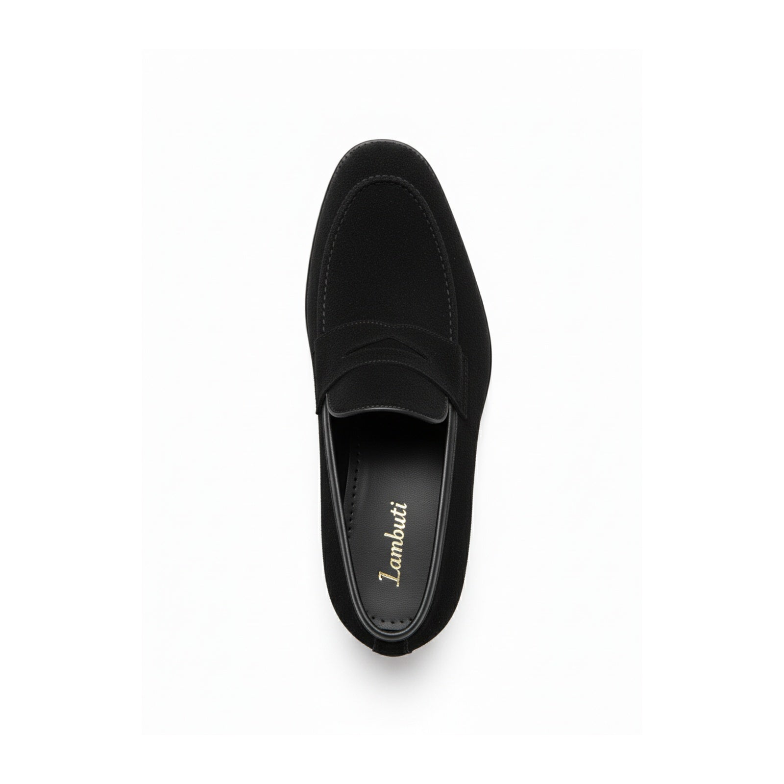 top-down-view - Men's Black Suede Penny Loafer Shoes