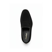 top-down-view - Men's Black Suede Penny Loafer Shoes