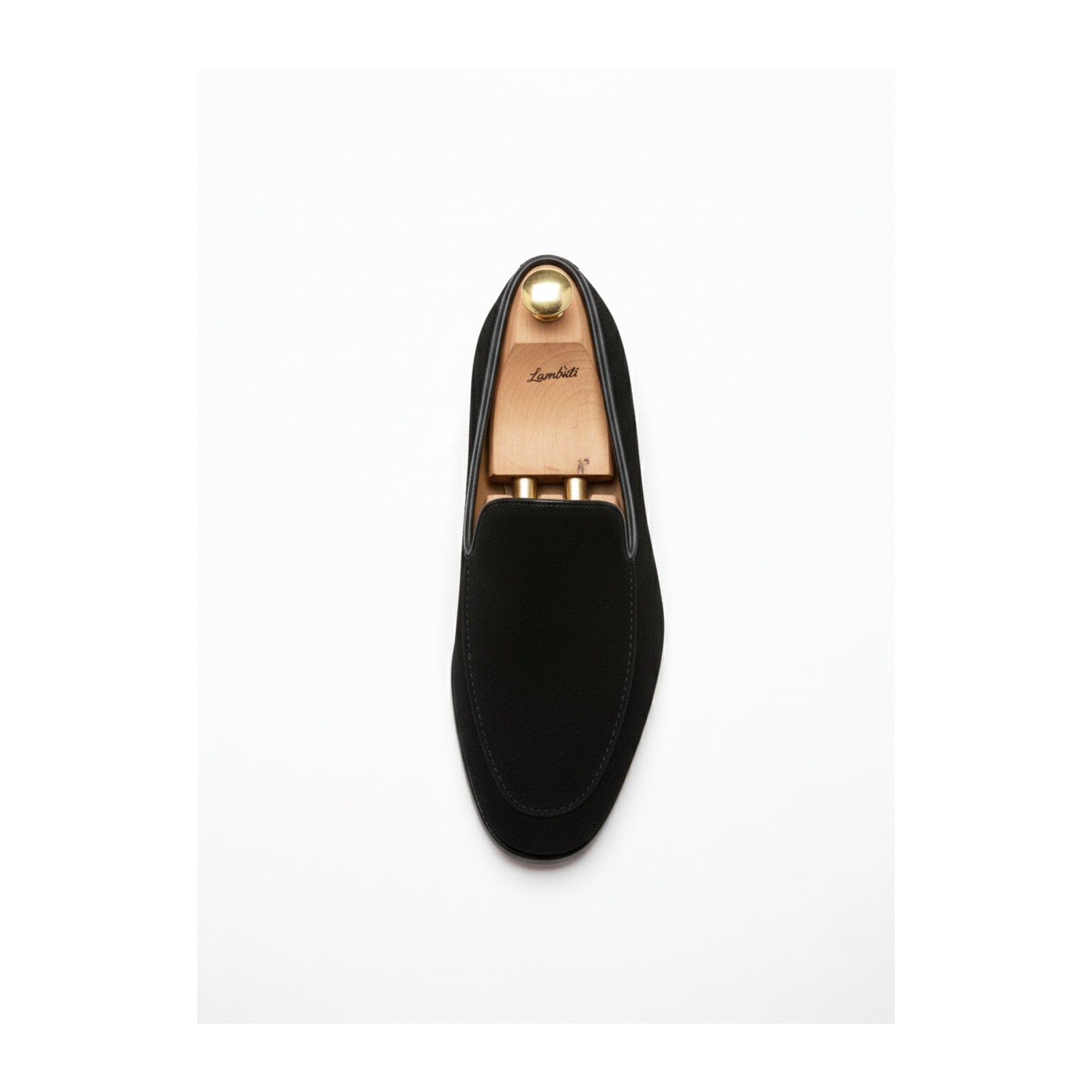 Men's Black Suede Penny Loafers - top-down-view
