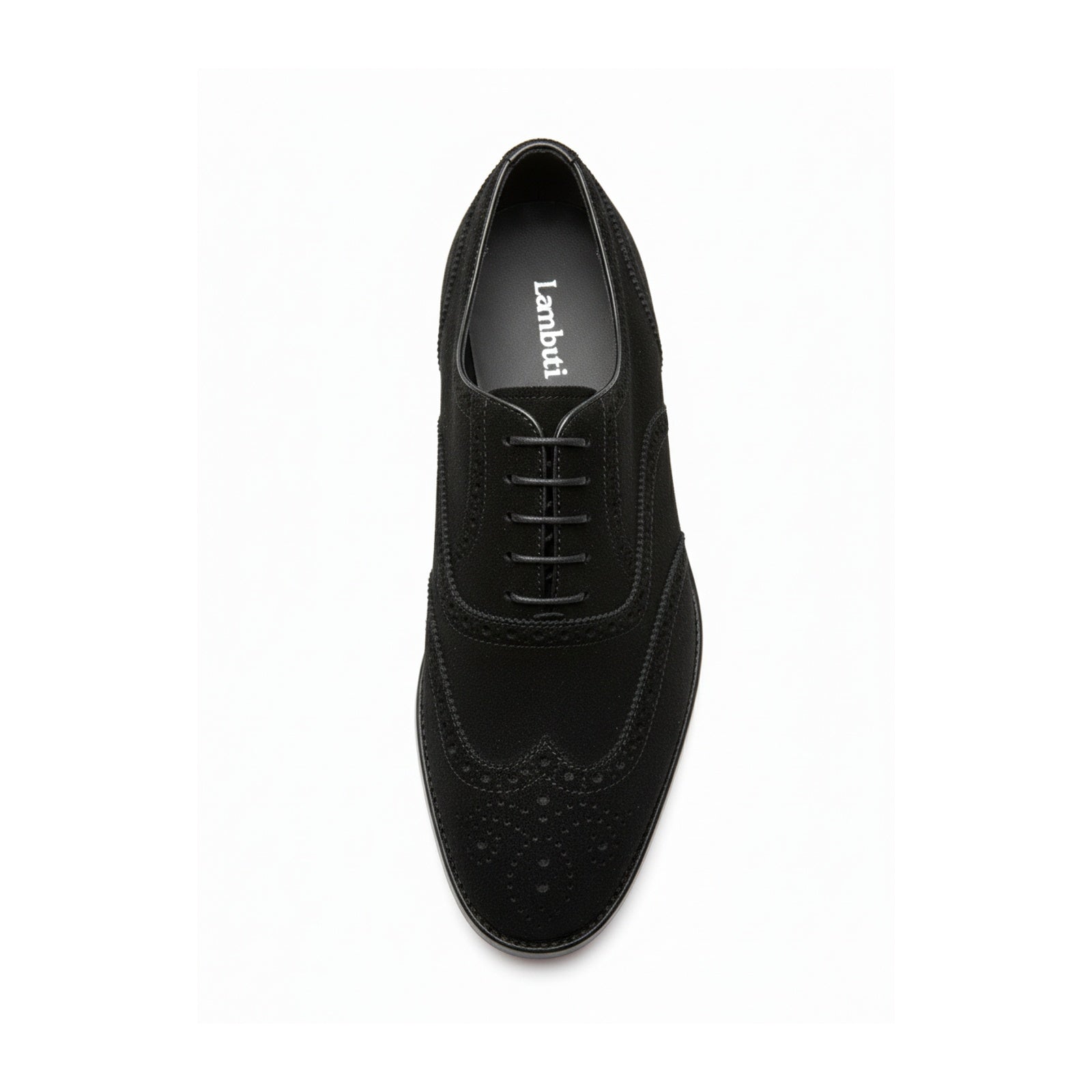 top-down-view - Men's Black Suede Wingtip Brogue Dress Shoes