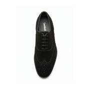 top-down-view - Men's Black Suede Wingtip Brogue Dress Shoes