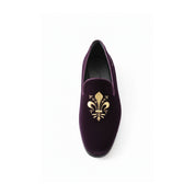 top-down-view - Men's Black Velvet Loafers with Leather Details
