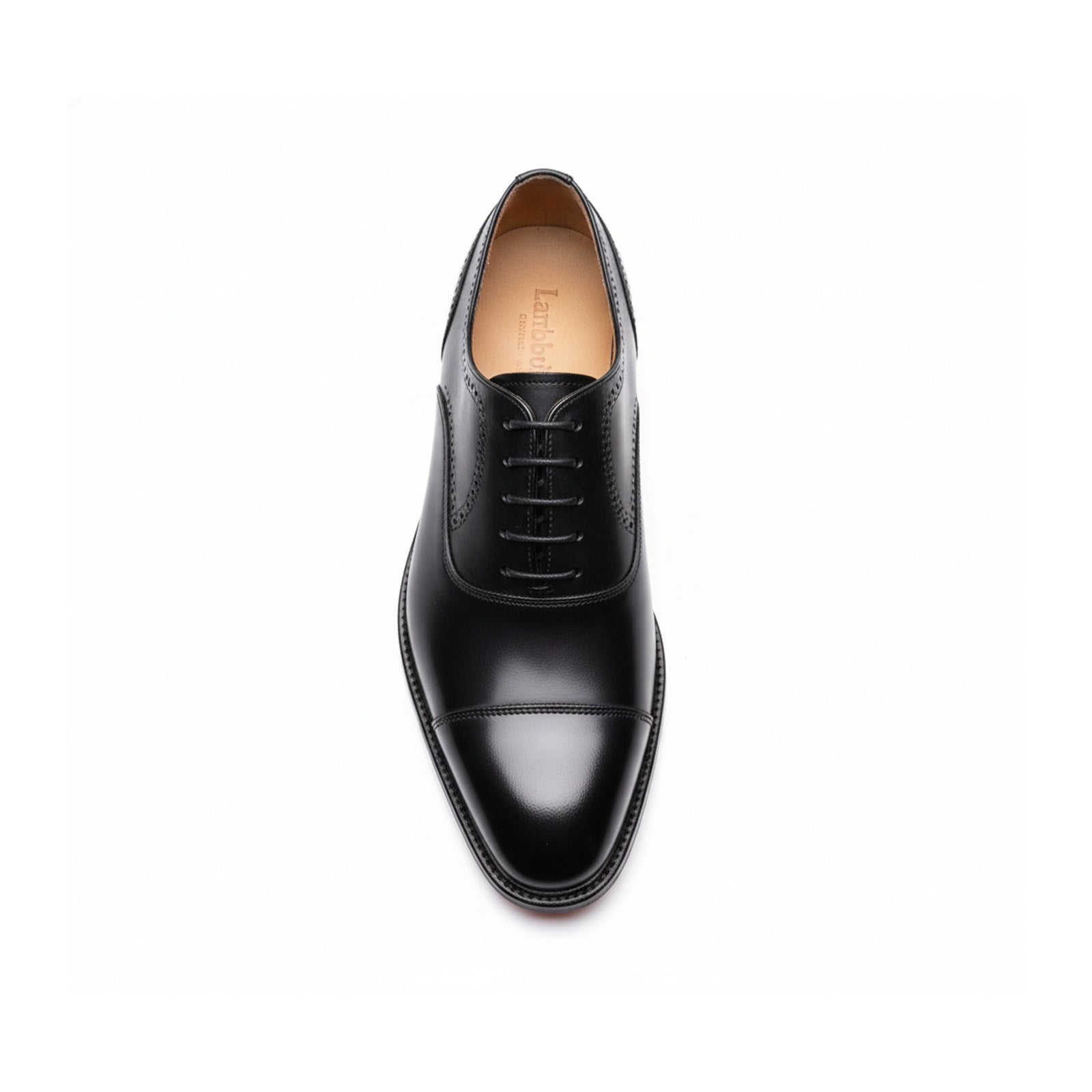 Men's Black Leather Wingtip Oxford Dress Shoes - top-down-view