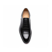 Men's Black Leather Wingtip Oxford Dress Shoes - top-down-view