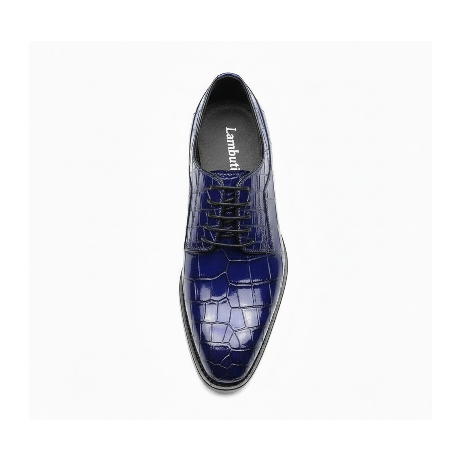 top-down-view - Men's Blue Alligator Leather Shoes with Goodyear Welted Sole