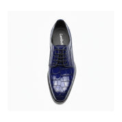 top-down-view - Men's Blue Alligator Leather Shoes with Goodyear Welted Sole