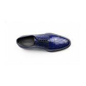 top-down-view - Men's Blue Crocodile Embossed Leather Oxford Shoes