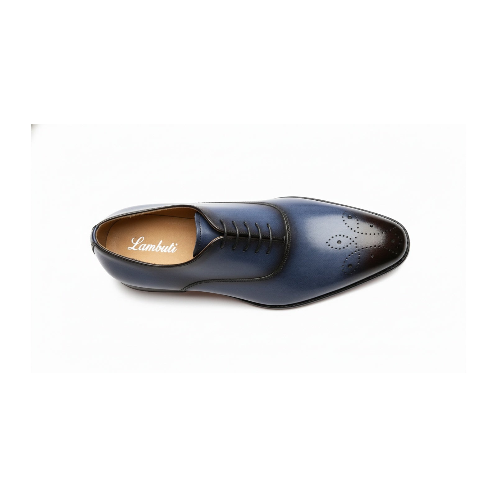 top-down-view - Men's Blue Leather Brogue Dress Shoes