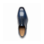 top-down-view - Men's Blue Leather Lace-Up Dress Shoes