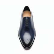 top-down-view - Men's Blue Leather Oxford Brogue Shoes
