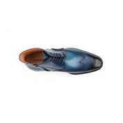 top-down-view - Men's Blue Leather Wing Tip Brogue Boots