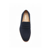 top-down-view - Men's Blue Suede Leather Loafers – Slip-On Design