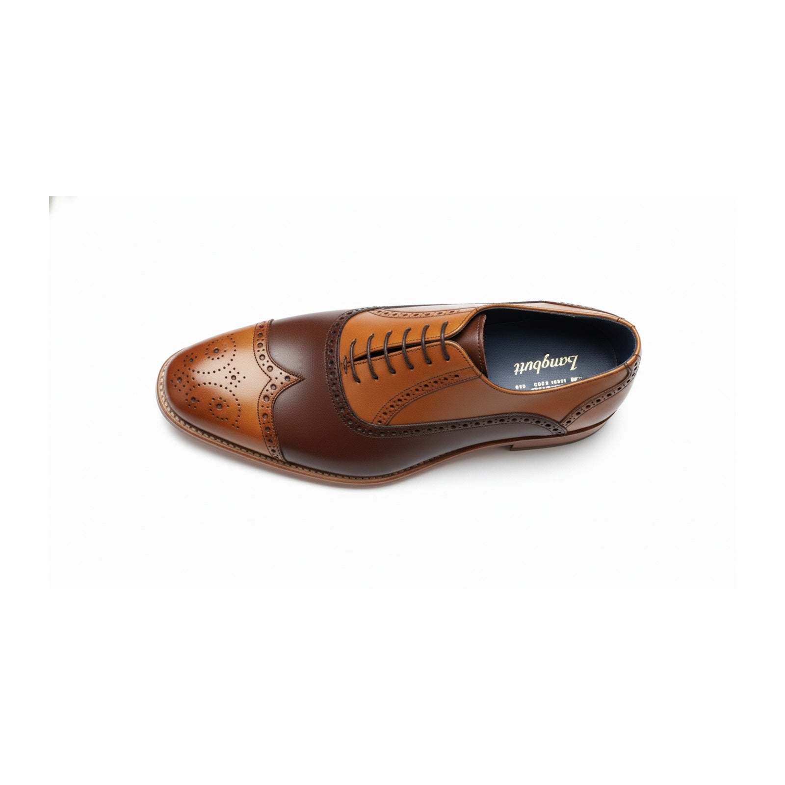 Men's Brown and Tan Leather Brogue Dress Shoes, Oxford Style - top-down-view