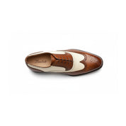top-down-view - Men's Brown and White Leather Brogue Dress Shoes