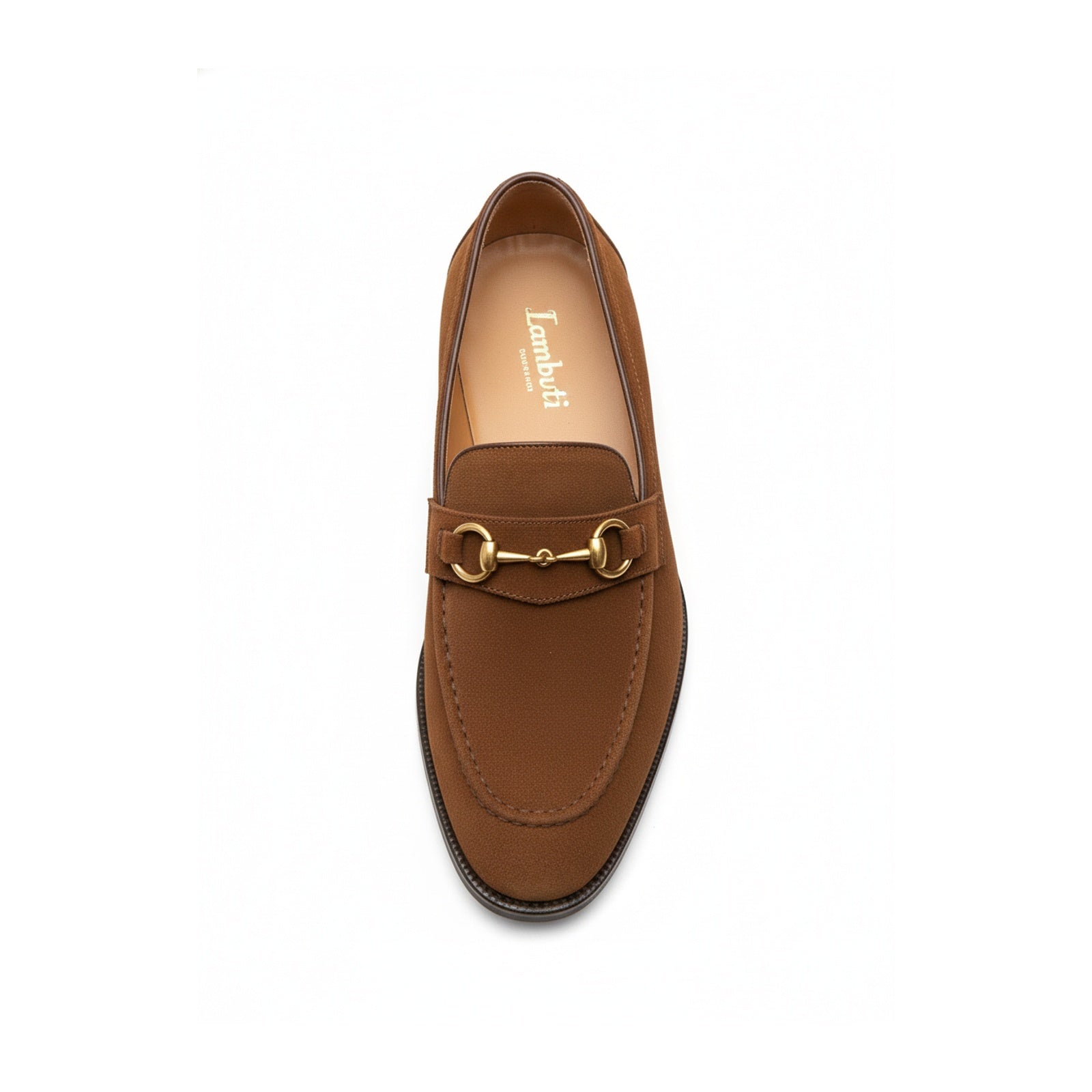 top-down-view - Men's Brown Cow Leather & Suede Penny Loafers