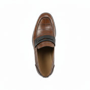 top-down-view - Men's Brown Crocodile Leather Moccasins
