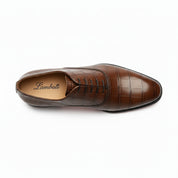 top-down-view - Men's Brown Crocodile Leather Oxford Shoes