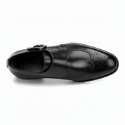 top-down-view - Men's Brown Genuine Leather Buckle Dress Shoes