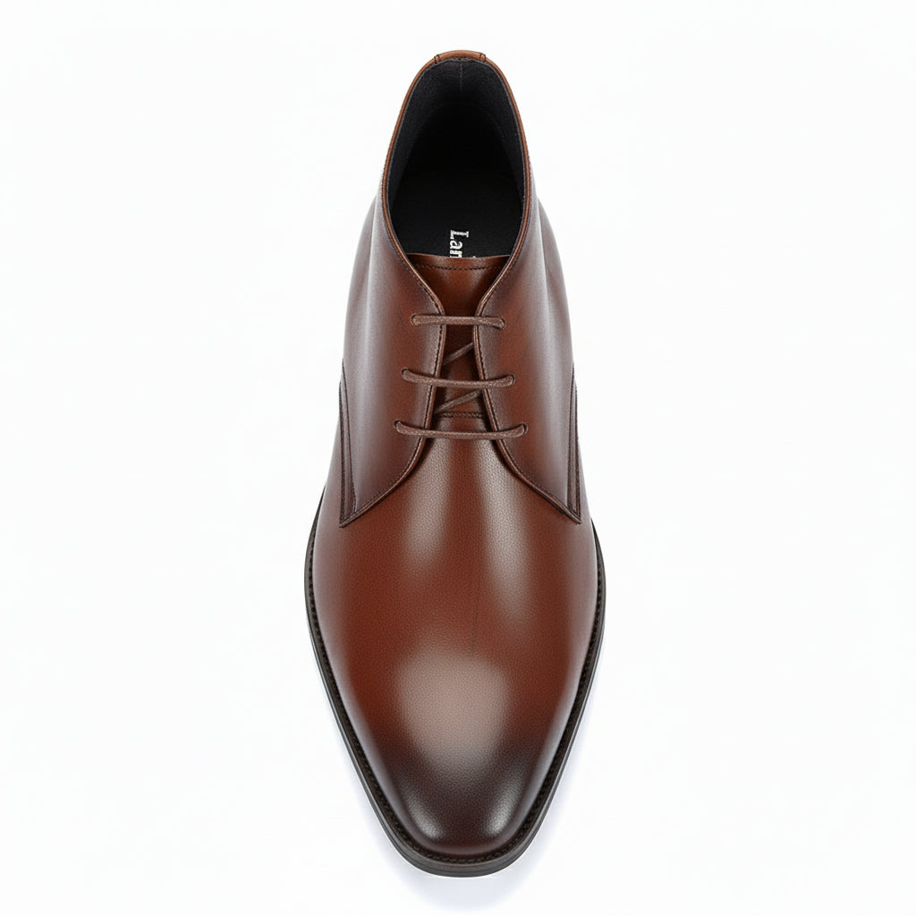 top-down-view - Men's Brown High Ankle Leather Boots