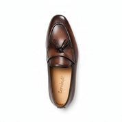 top-down-view - Men's Brown Italian Leather Tassel Loafers