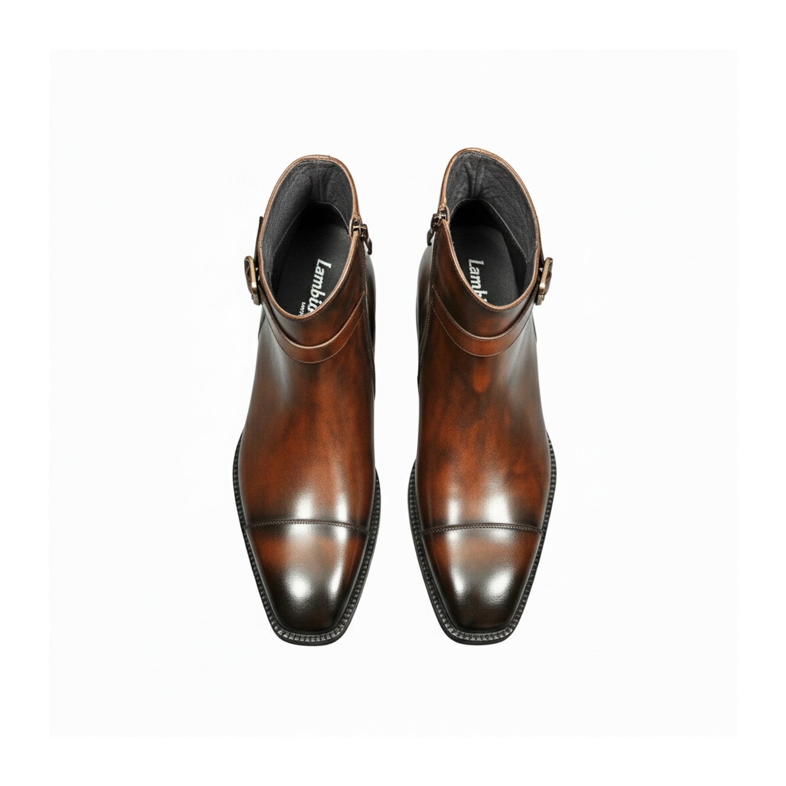 top-down-view - Men's Brown Leather Ankle Boots