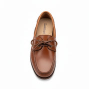 top-down-view - Men's Brown Leather Boat Shoes