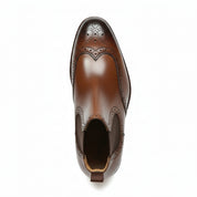 top-down-view - Men's Brown Leather Brogue Chelsea Boots