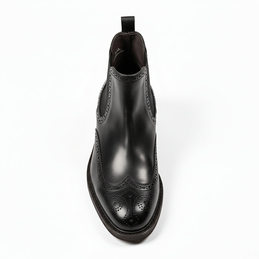 top-down-view - Men's Brown Leather Brogue Chelsea Boots