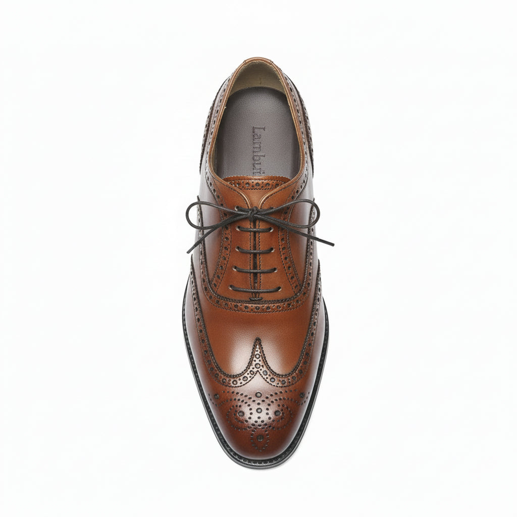 top-down-view - Men's Brown Leather Brogue Dress Shoes