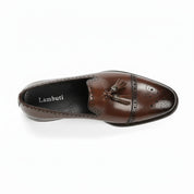 top-down-view - Men's Brown Leather Brogue Loafers