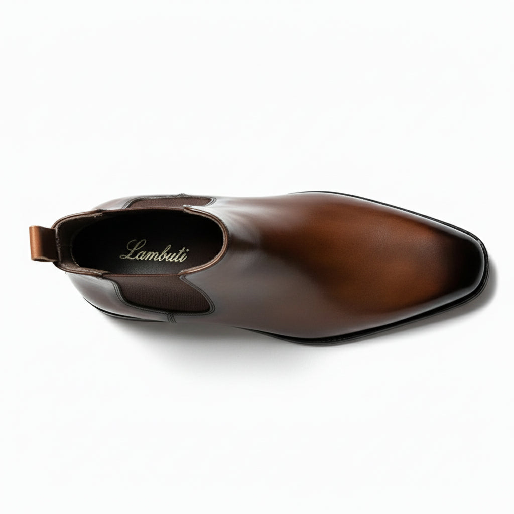 top-down-view - Men's Brown Leather Chelsea Ankle Boots