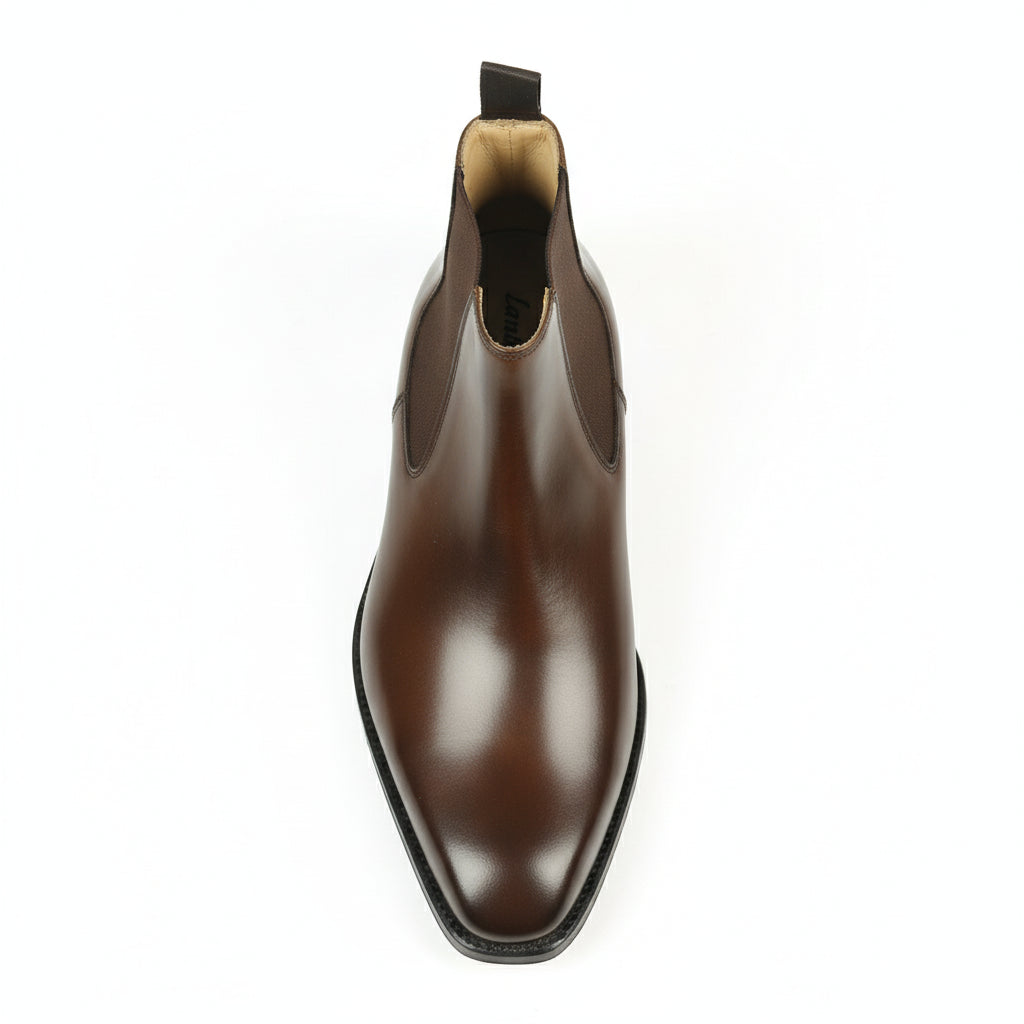 Men's Brown Leather Chelsea Boots | Ankle Office Boots - top-down-view