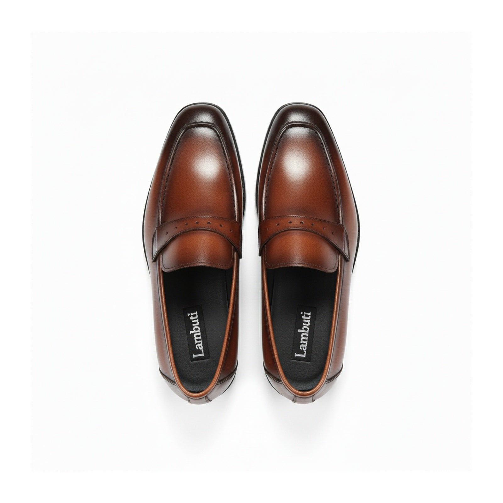 top-down-view - Men's Brown Leather Classic Loafer Shoes
