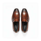 top-down-view - Men's Brown Leather Classic Loafer Shoes