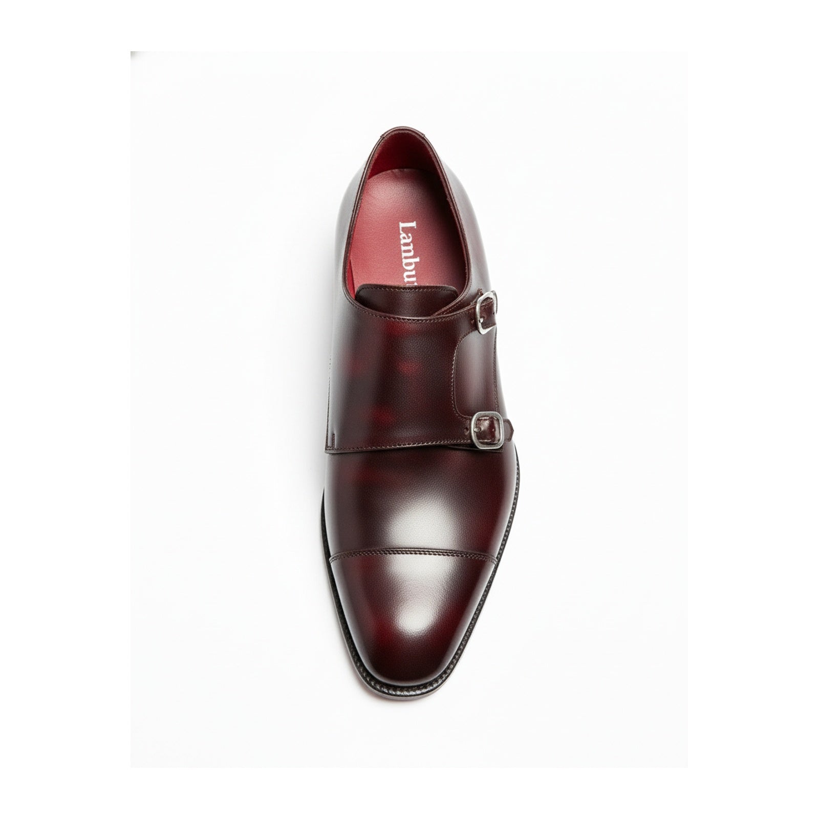 top-down-view - Men's Brown Leather Double Buckle Oxford Dress Shoes