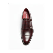 top-down-view - Men's Brown Leather Double Buckle Oxford Dress Shoes