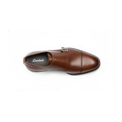 top-down-view - Men's Brown Leather Double Buckle Oxford Shoes