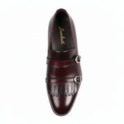 top-down-view - Men's Brown Leather Double Monk Shoes