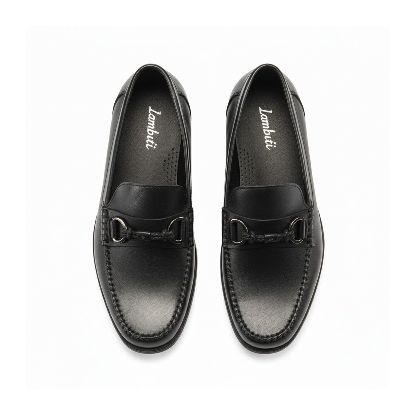 top-down-view - Men's Brown Leather Horsebit Loafers