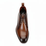 top-down-view - Men's Brown Leather Lace-Up Ankle Boots