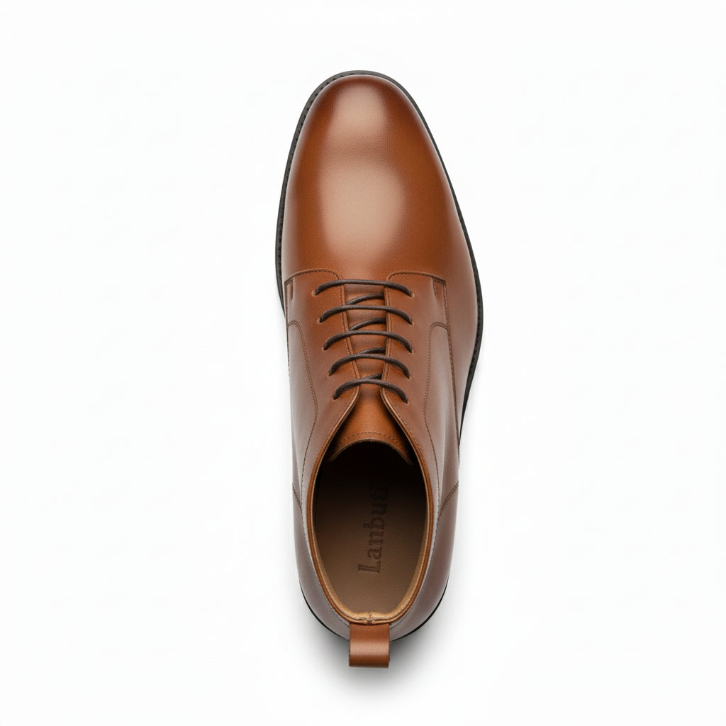 top-down-view - Men's Brown Leather Lace-Up Ankle Boots