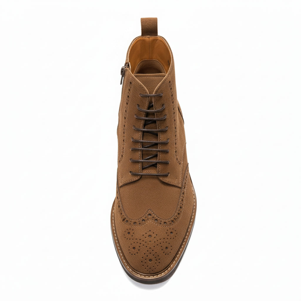 top-down-view - Men's Brown Leather Lace-Up Boots