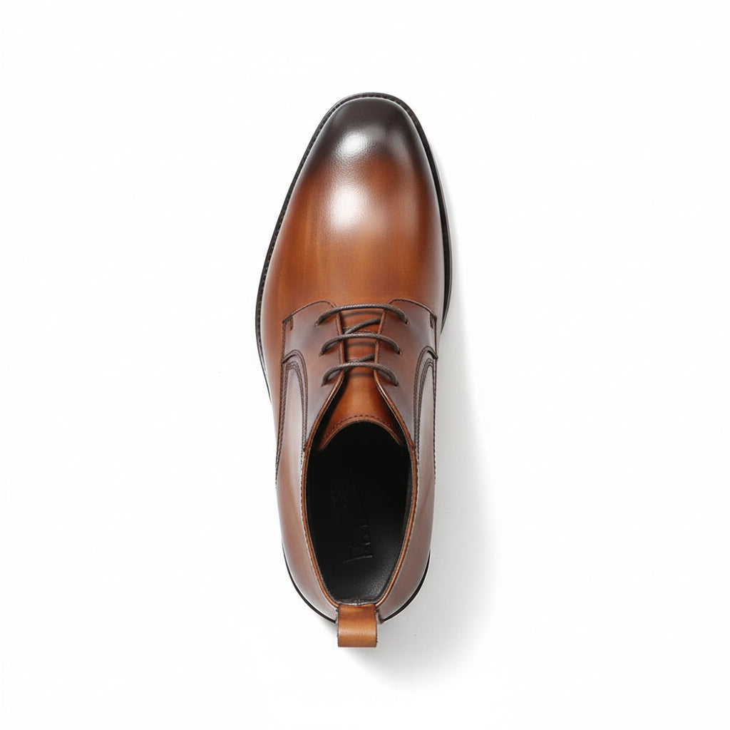 top-down-view - Men's Brown Leather Lace-Up Boots