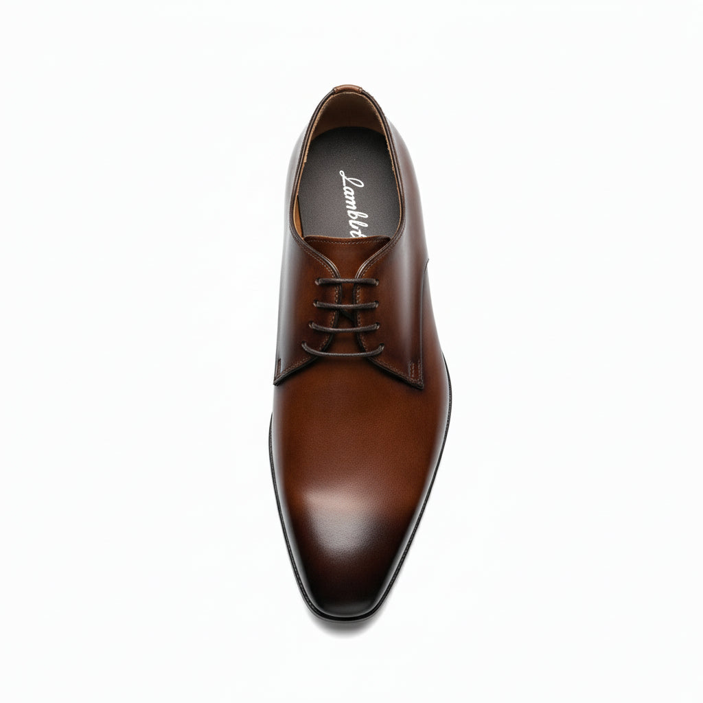 top-down-view - Men's Brown Leather Lace-Up Dress Shoes