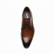 top-down-view - Men's Brown Leather Lace-Up Dress Shoes