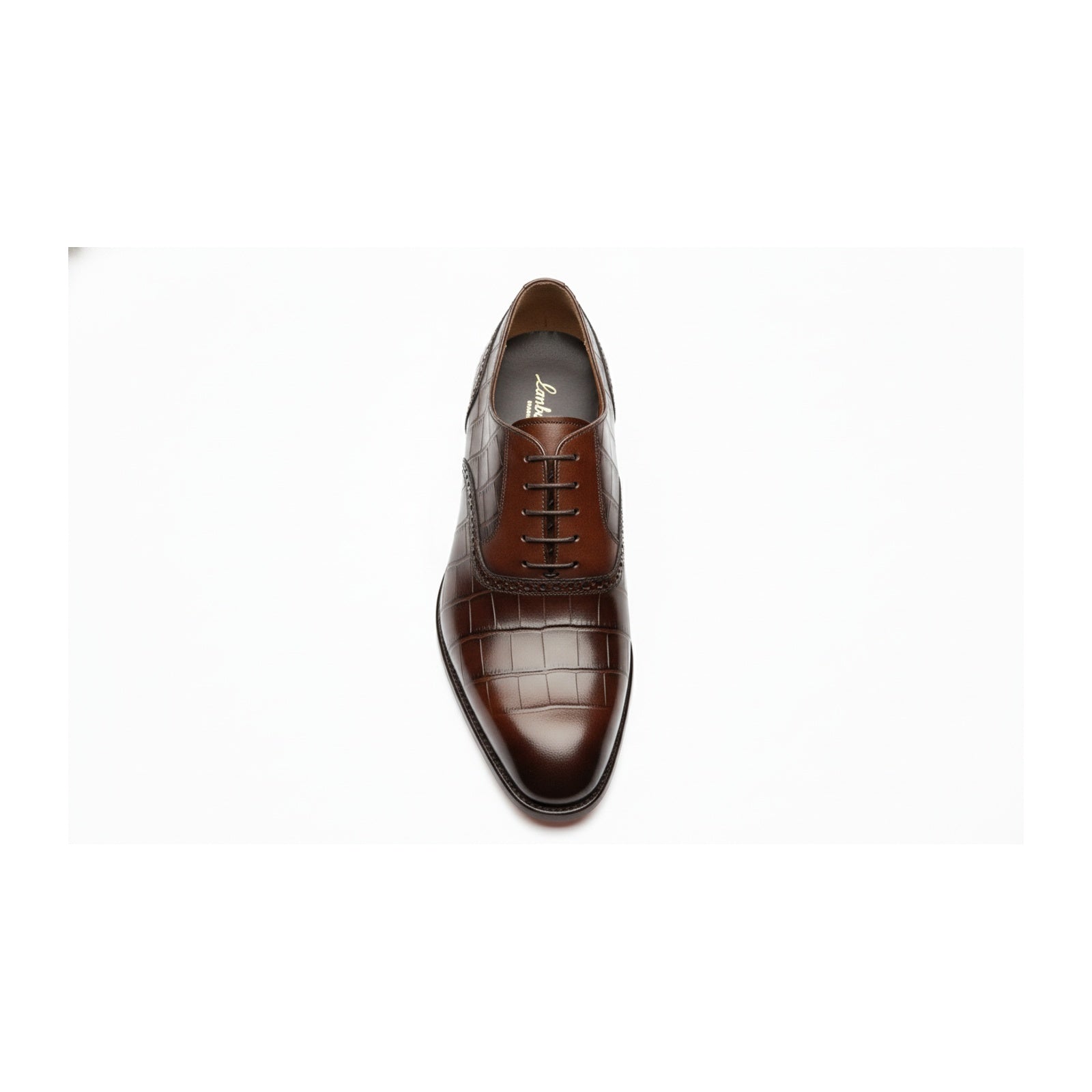 top-down-view - Men's Brown Leather Lace-Up Oxford Shoes