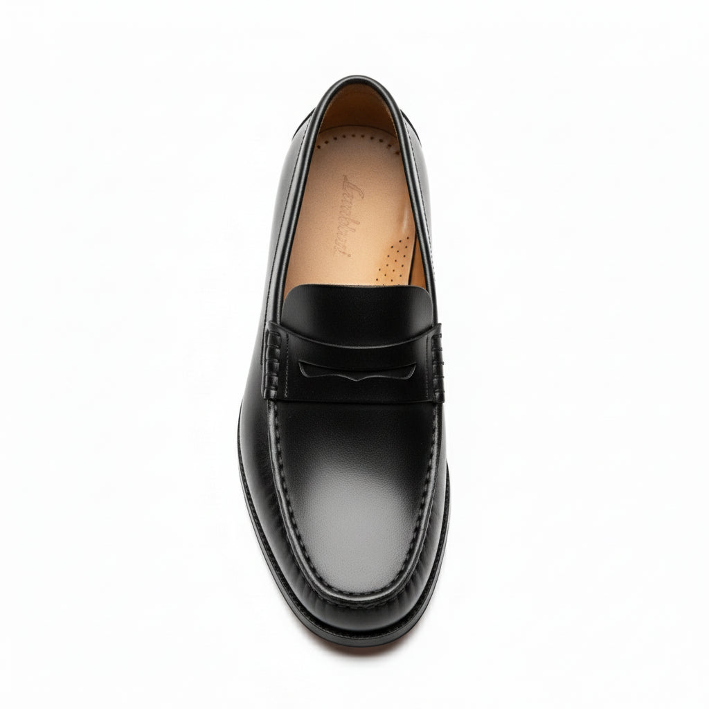 top-down-view - Men's Brown Leather Loafer Shoes