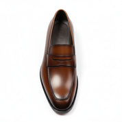 top-down-view - Men's Brown Leather Loafer Shoes