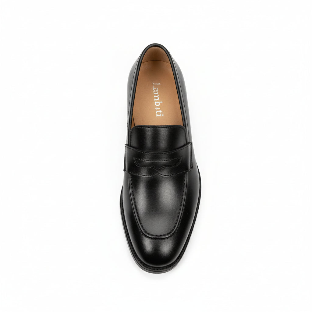 top-down-view - Men's Brown Leather Moc-Toe Loafers