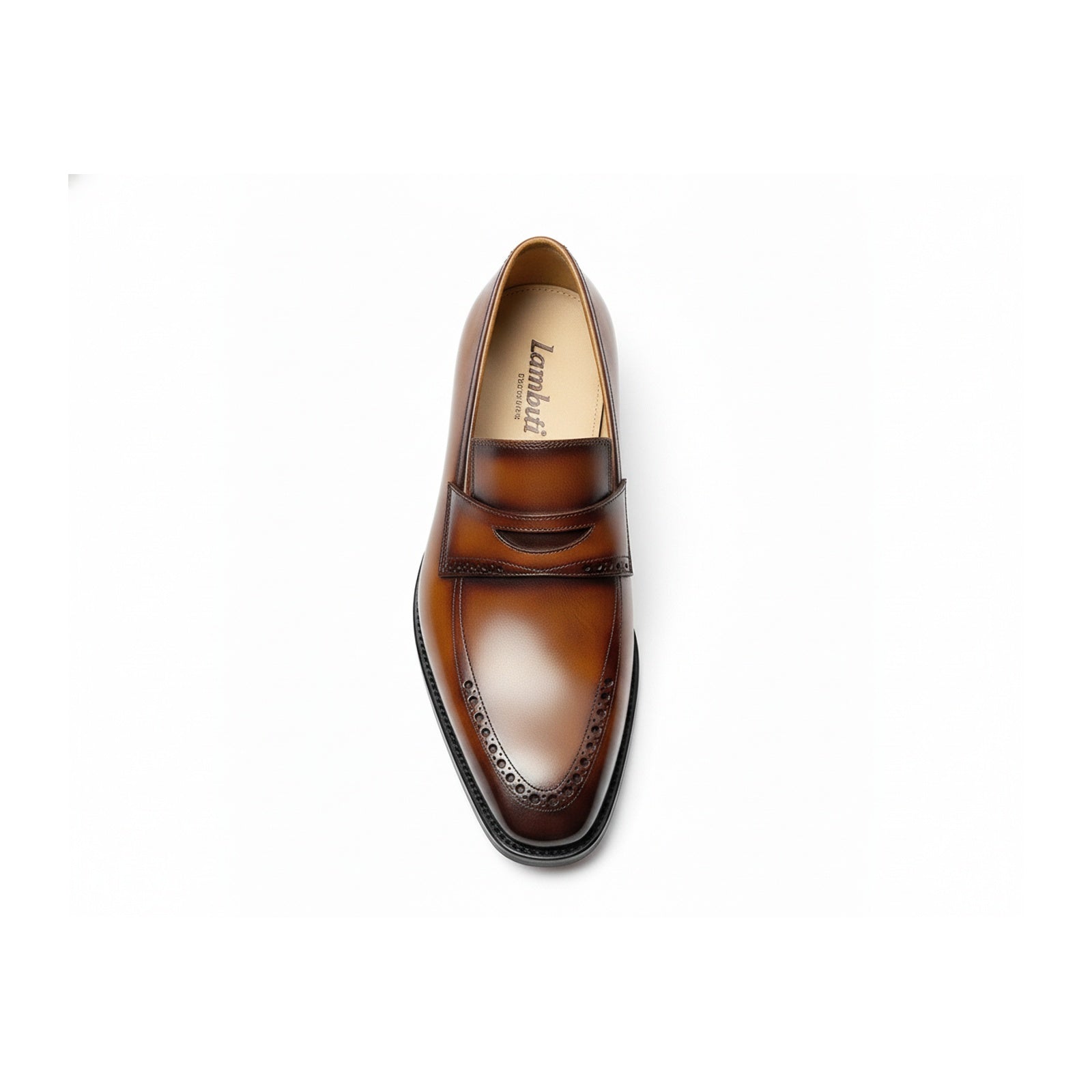 top-down-view - Men's Brown Leather Moccasin Dress Shoes